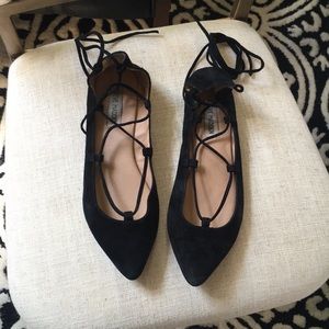 New Steven madden black lace-up ballet flats 7.5